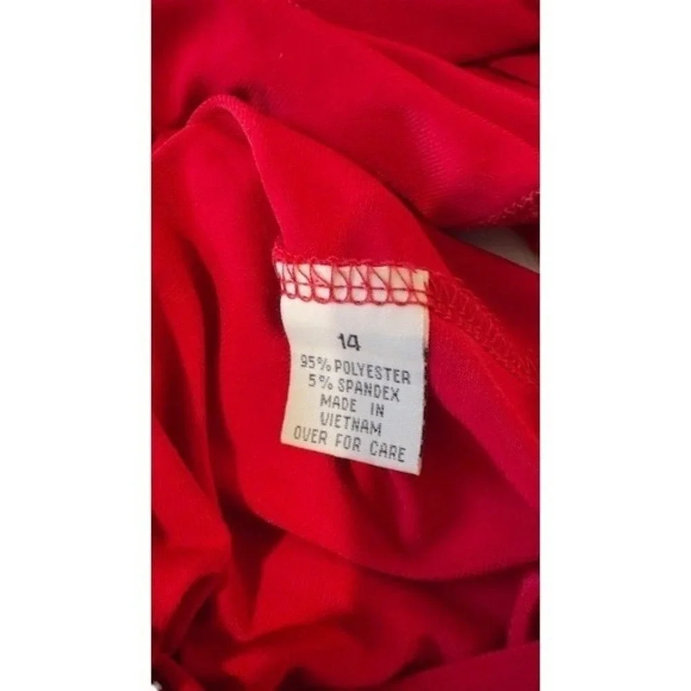 AA‎ Studio Red Ruffle Sleeveless Sheath Dress Womens 14 Stretch Cocktail Party